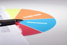 pie chart and a pen