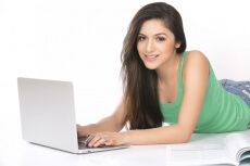 beautiful girl browsing the internet