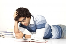 college boy preparing for exam