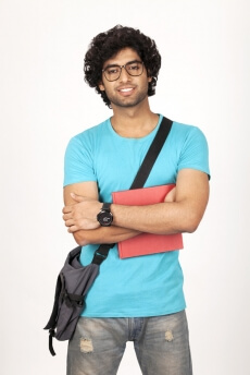 college boy wearing specs