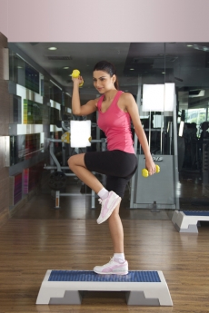 girl posing while working out