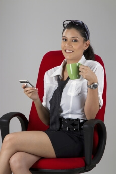 business woman sitting on office chair 