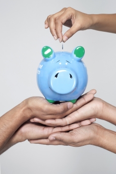 blue piggy bank