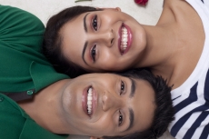 close-up of a couple lying