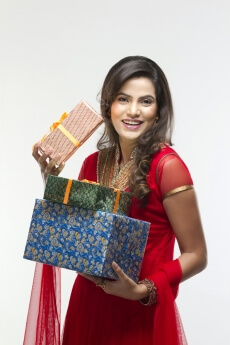 woman with gifts