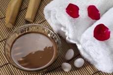 natural spa setting with rose petals