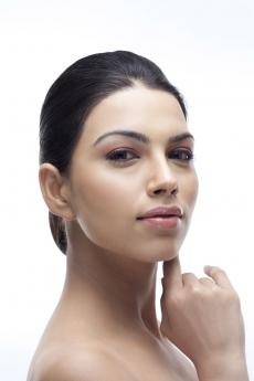 half-length portrait of a pretty girl with clear skin