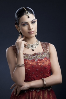 traditionally dressed woman posing