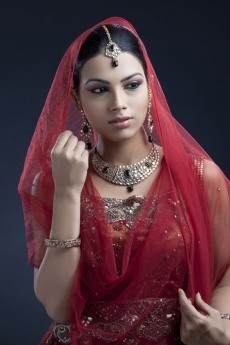 traditionally dressed woman waiting