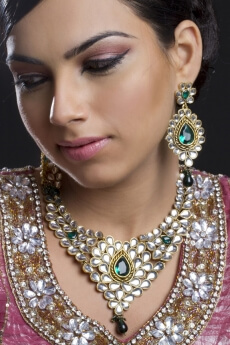 Woman looking away while posing