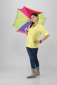 girl with colourful umbrella 