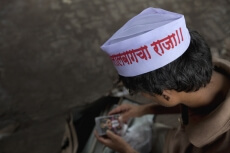man preparing himself for ganpati festival in india 