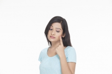 portrait of an attractive female worried about her acne