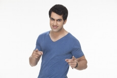 young man pointing his fingers
