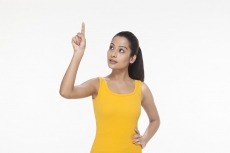 young girl pointing her finger