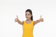 girl showing thumbs up