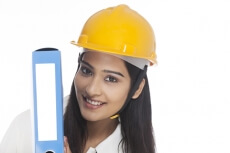 girl as architect posing with folder