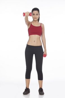 girl with dumbbells exercising