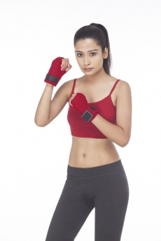 girl standing and posing in self defense
