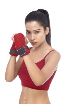 girl posing in self defense