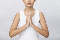half face of a woman doing yoga