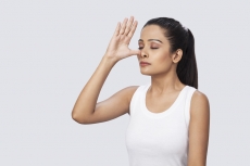 girl doing breathing exercises