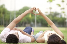 happy couple at the park