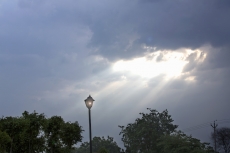 beautiful scenic view of blue sky and lamp post