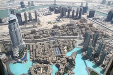 aerial view of address hotel and lake burj in dubai 