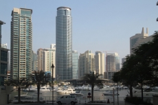 beautiful dubai towers along river side 