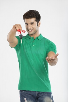 man giving car key 