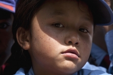 close-up on the face of a child from north india