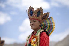 close up on a tribal citizen at the ladakh festival