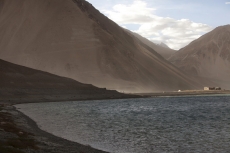 mountain range along river side 