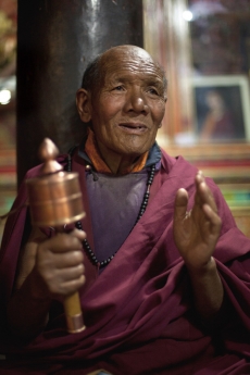 buddhist monk worshiping god at the buddhist temple 