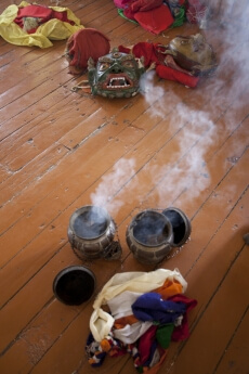 picture of street play masks lying on floor 