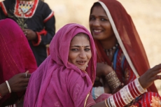 village woman chatting and posing 
