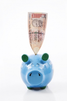 piggy bank with note