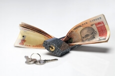 cash with lock and keys