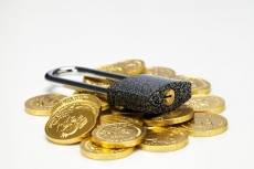 gold coins and lock