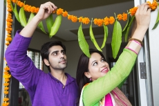 couple decorating their new home