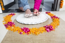 close up shot a feet entering new home 
