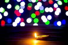 colourful lights and diya 