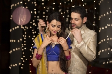 husband gifting necklace to his wife on diwali 
