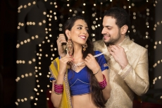 husband gifting necklace to his wife on diwali 
