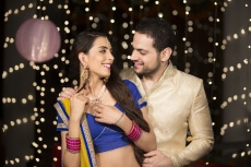 husband gifting necklace to his wife on diwali 