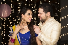husband gifting necklace to his wife on diwali 