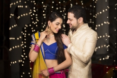 husband gifting necklace to his wife on diwali 