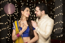 husband gifting necklace to his wife on diwali 