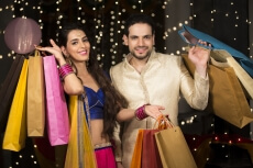 couple with shopping with bags